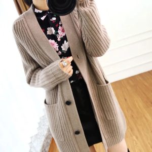Gilet mi-long en laine cachemire pour femme