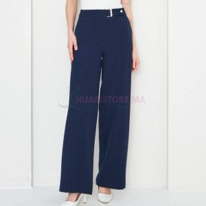 Pantalon femme large bleu foncé