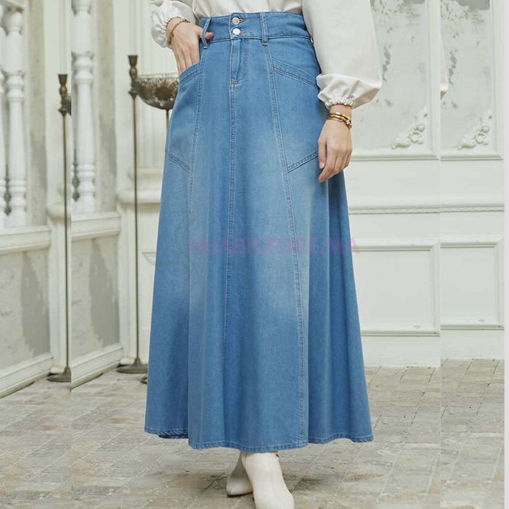 Jupe cloche jean à poches