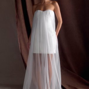 Bettany Chiffon Strapless Maxi Dress – White