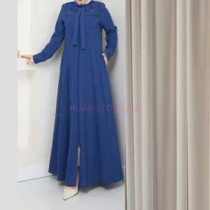 Abaya femme bleue à broderie
