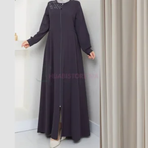 Abaya femme grise à broderie