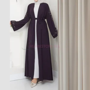 Abaya femme 2 piéces mauve à motif