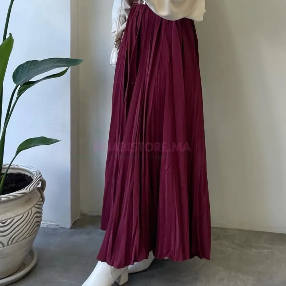 Jupe bordeaux voile de coton – Image 2