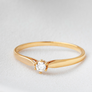 Bague Solitaire Roseau 6 griffes – 0.07 carat – or jaune 18 carats : bijoux Edenly