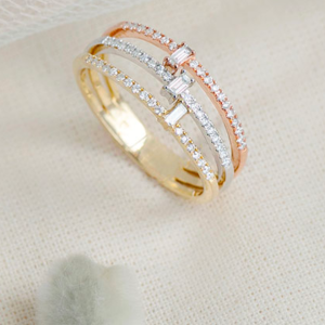 Bague Trilogia – 3 ors 18 carats et diamants : bijoux Edenly