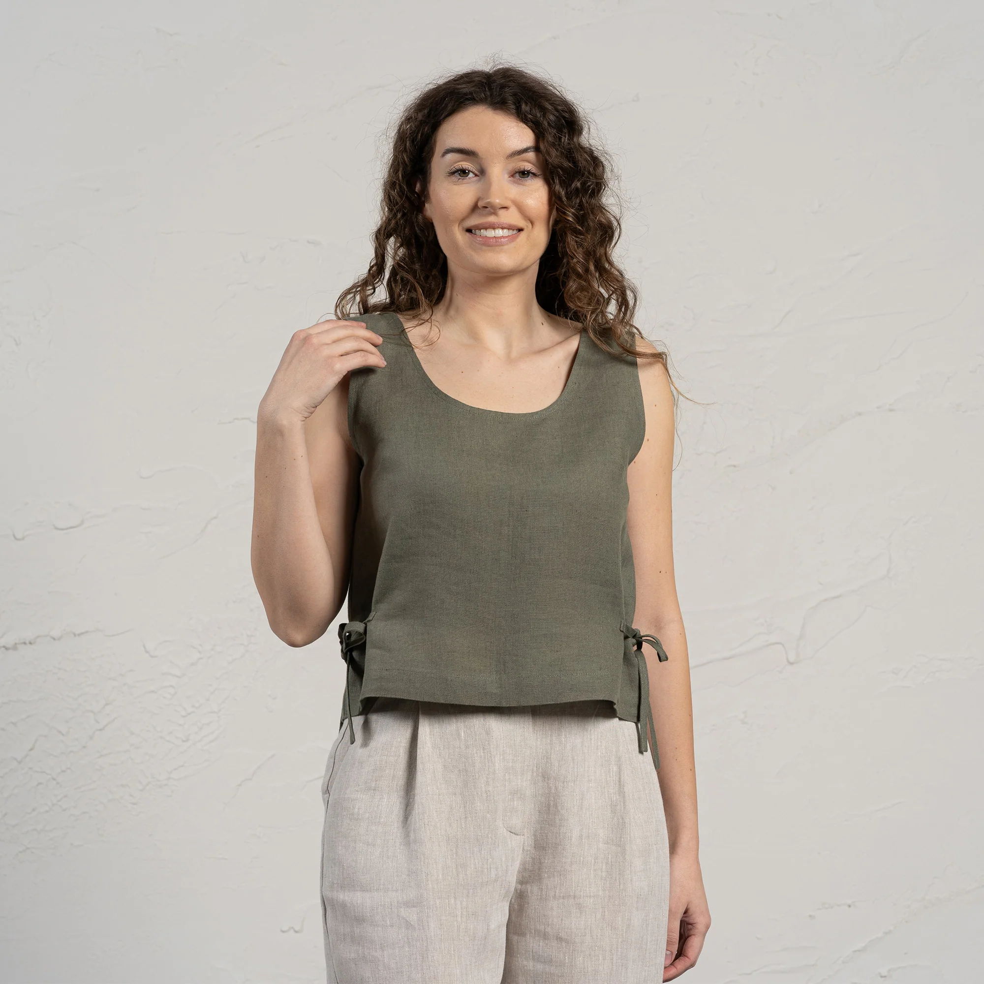Blouse en lin avec rubans latéraux Audrey – Image 4