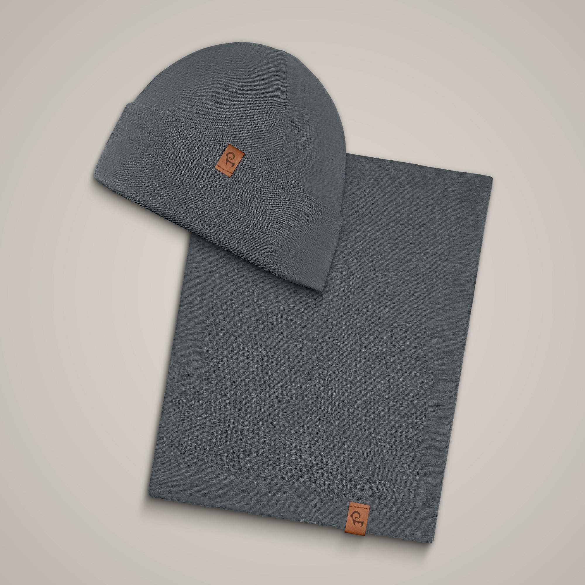 Bonnet et tour de cou en mérinos pour femme, 2 pièces, gris parfait – Image 2