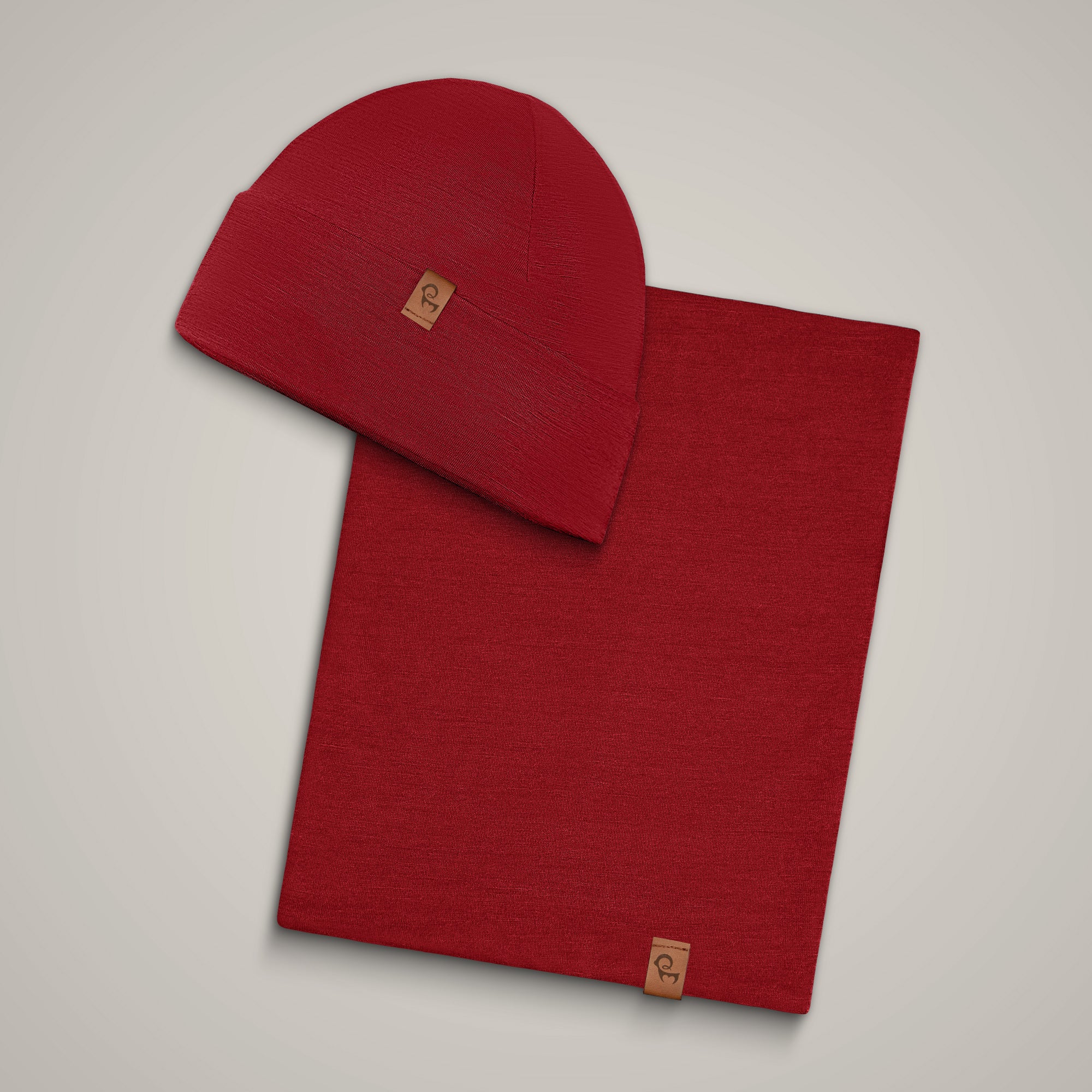 Bonnet et tour de cou en mérinos pour homme, 2 pièces, Royal Cherry – Image 2