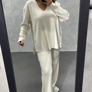 Ensemble en maille légère en Blanc Cassé