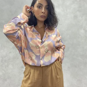 Chemise à Motifs Florales Rose