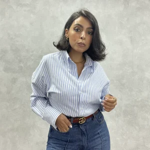 Chemise à rayures blanc bleu