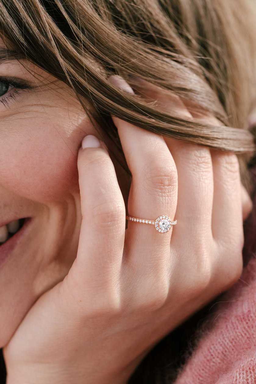 Bague Or rose 750 ‰ Diamant Rétromantique S Pavée