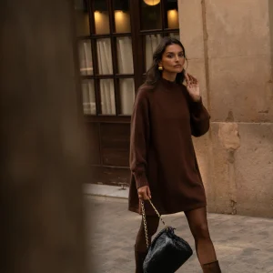 Robe maille Ballia marron