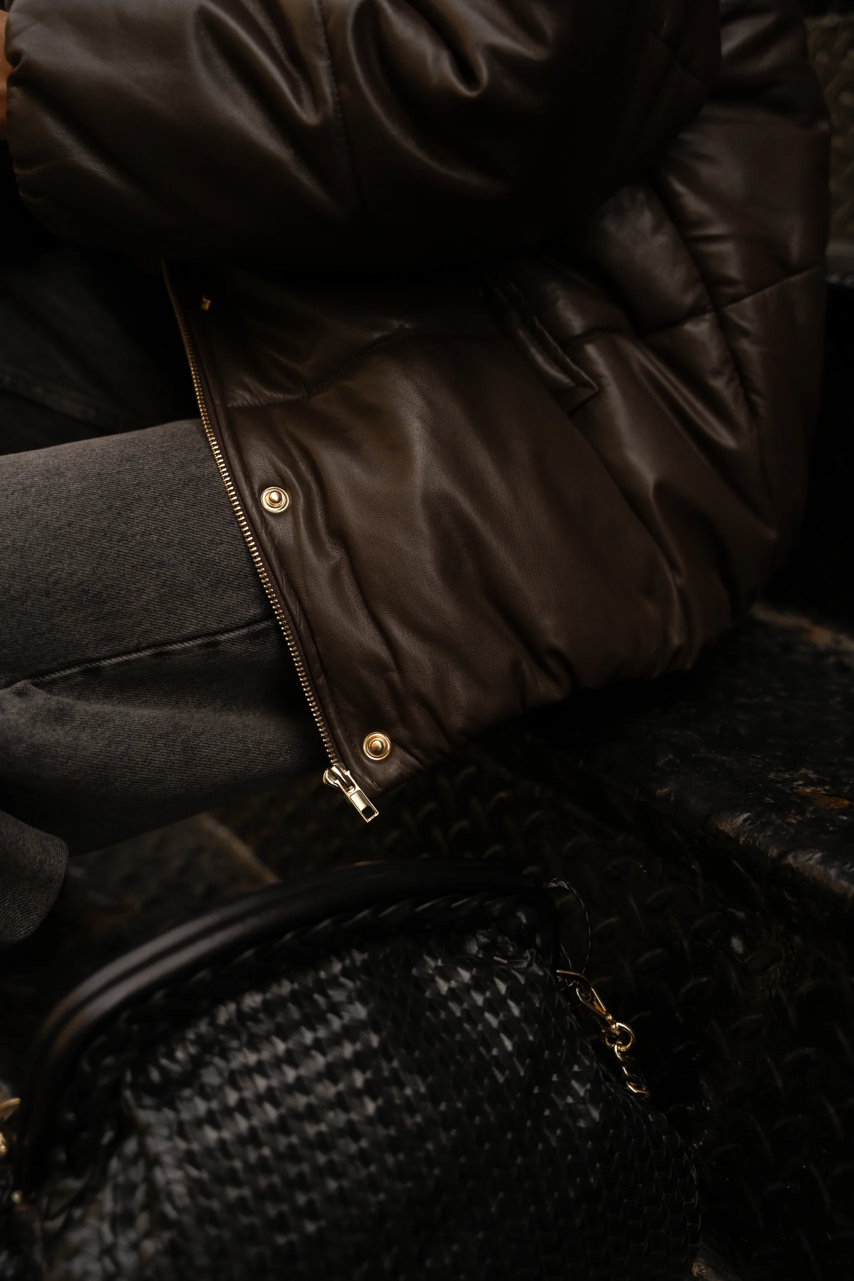 Doudoune cuir Maxence marron – Image 5