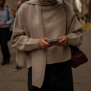 Pull écharpe Adael beige chiné