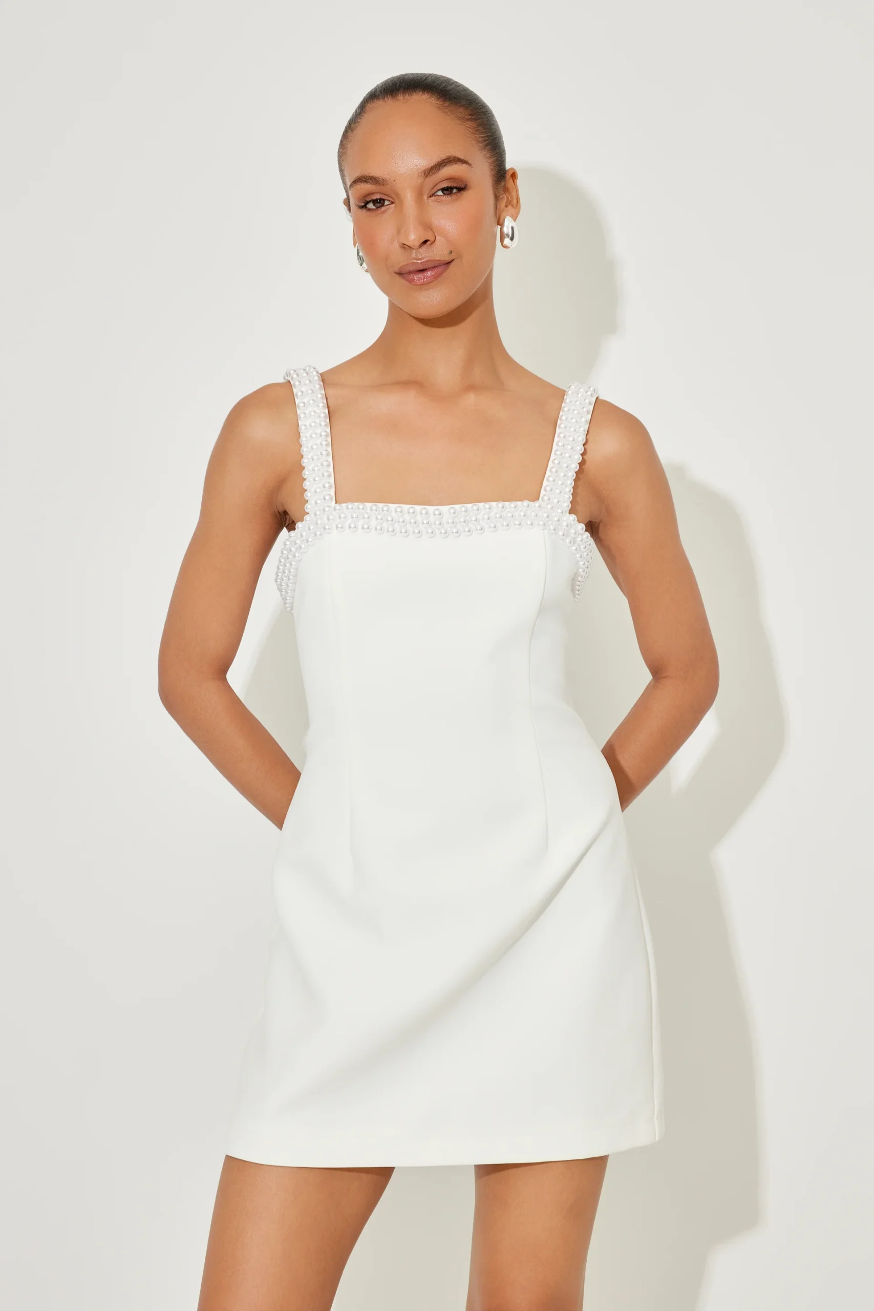 Pearl Trim Mini Dress
