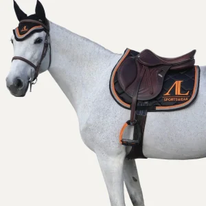 Tapis de Selle Noir, 4 Cordes Orange Fusion & Gris Acier