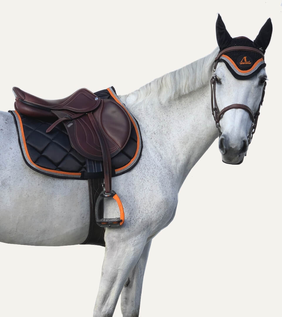 Tapis de Selle Noir, 4 Cordes Orange Fusion & Gris Acier – Image 3