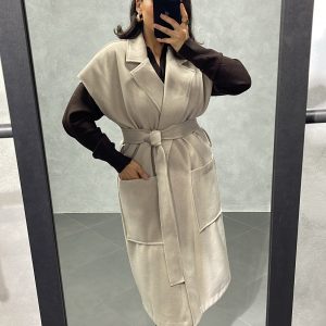 Gilet Long Beige