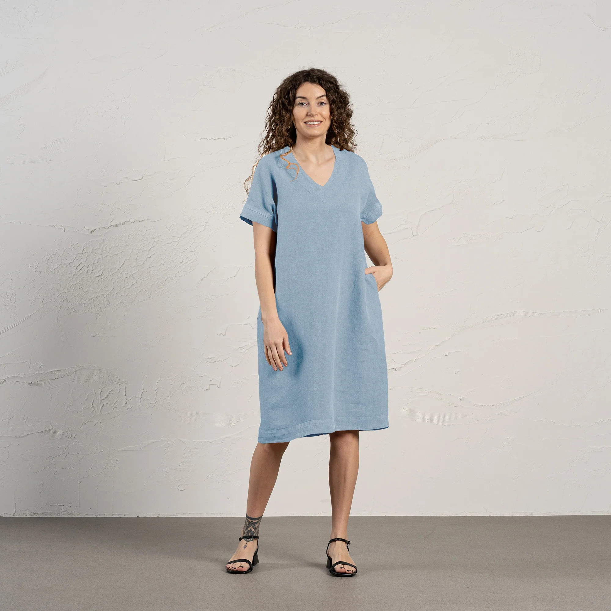 Robe ample Joelle bleu coudé