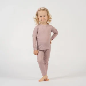 Ensemble 2 pièces manches longues et bas 160 pour enfants, rose poussiéreux