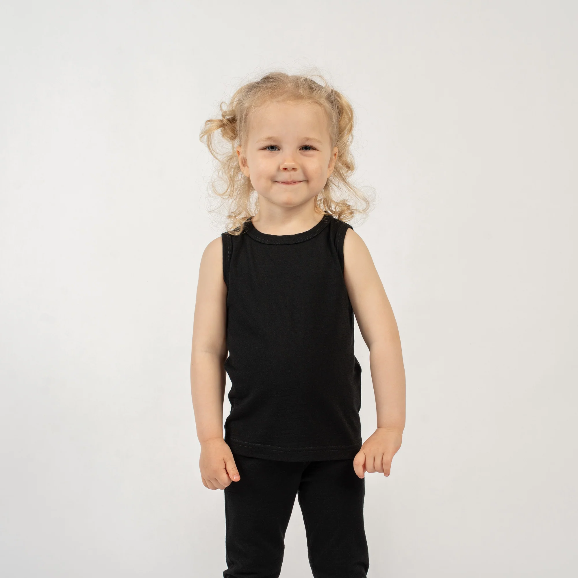 Ensemble débardeur et bas en mérinos pour enfants 2 pièces noir – Image 5