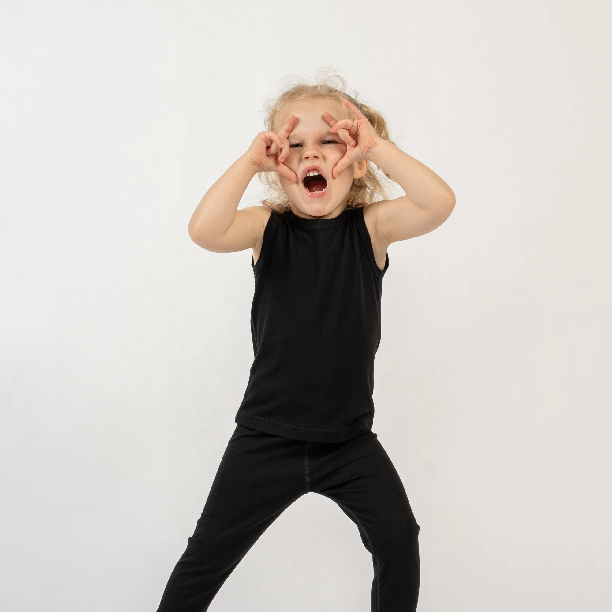Débardeur en laine mérinos pour enfants noir – Image 3