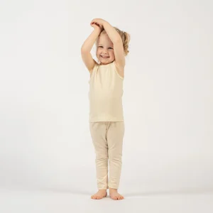Ensemble débardeur et bas en mérinos pour enfants 2 pièces naturel