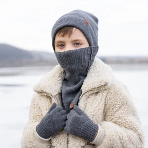 Ensemble 3 pièces pour enfants : bonnet tricoté, dickie et gants