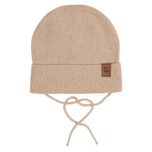 Bonnet tricoté pour bébé avec cordons en mélange cachemire
