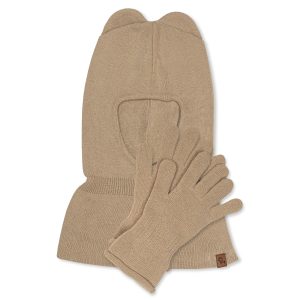 Cagoule et gants tricotés pour enfants en coton, ensemble 2 pièces