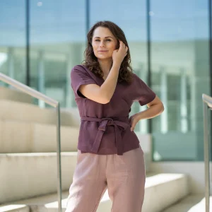 Blouse cache-cœur col en V Lila