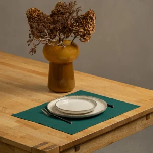 Set de table en lin vert foncé