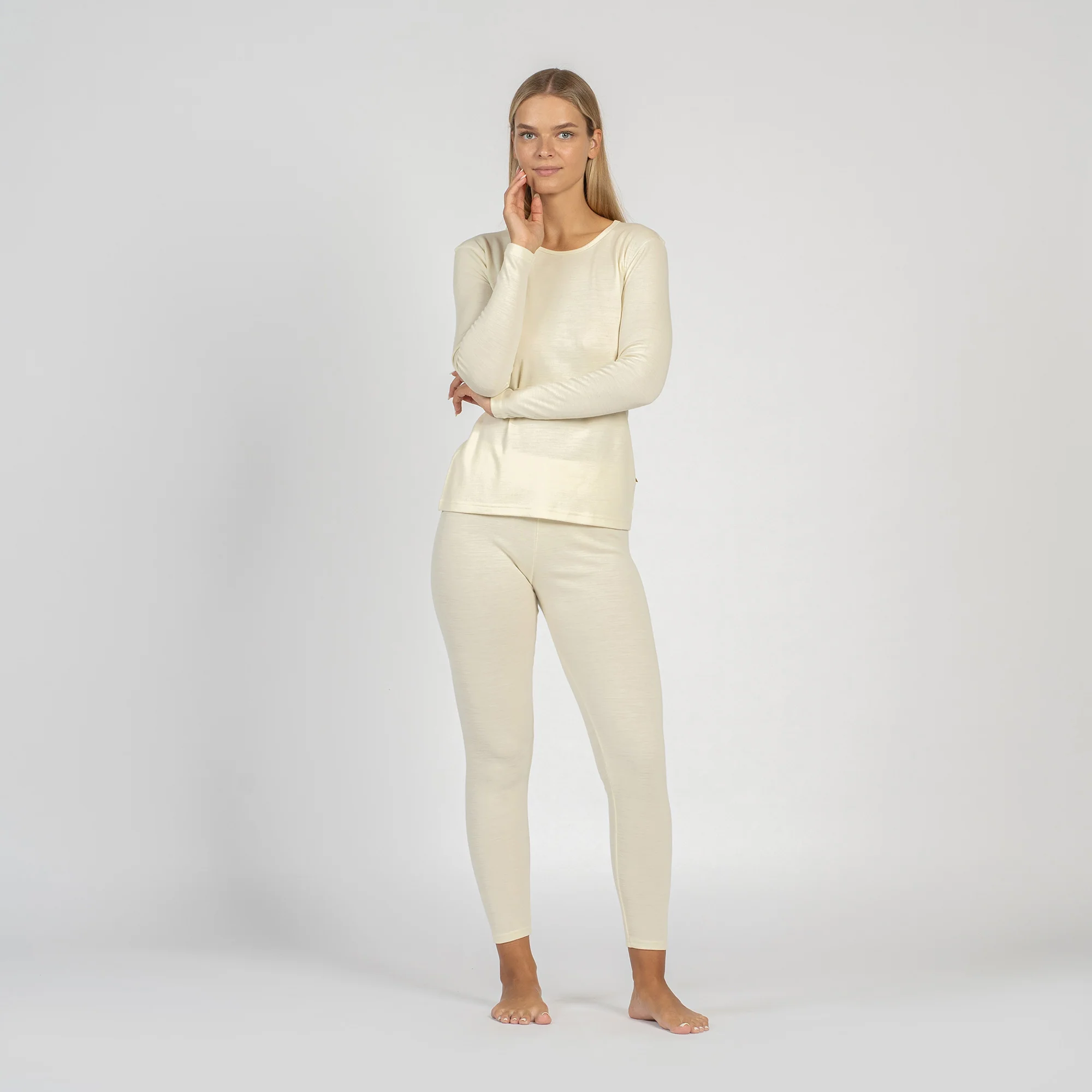 Ensemble 2 pièces pour femme : T-shirt manches longues 250 et leggings naturel – Image 2