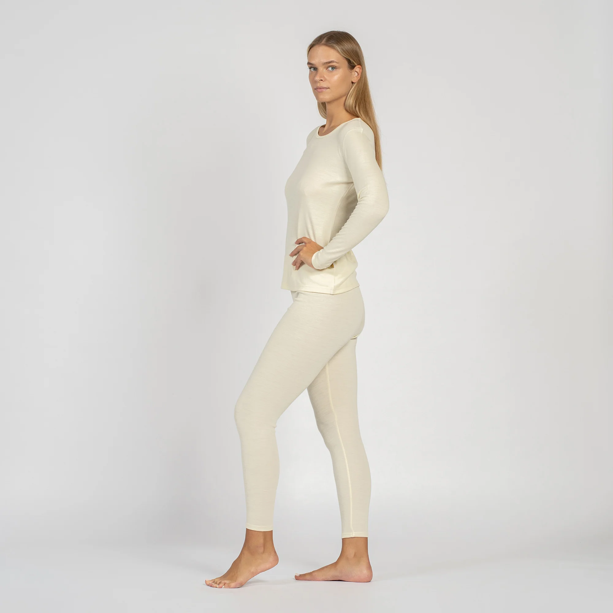 Ensemble 2 pièces pour femme : T-shirt manches longues 250 et leggings naturel