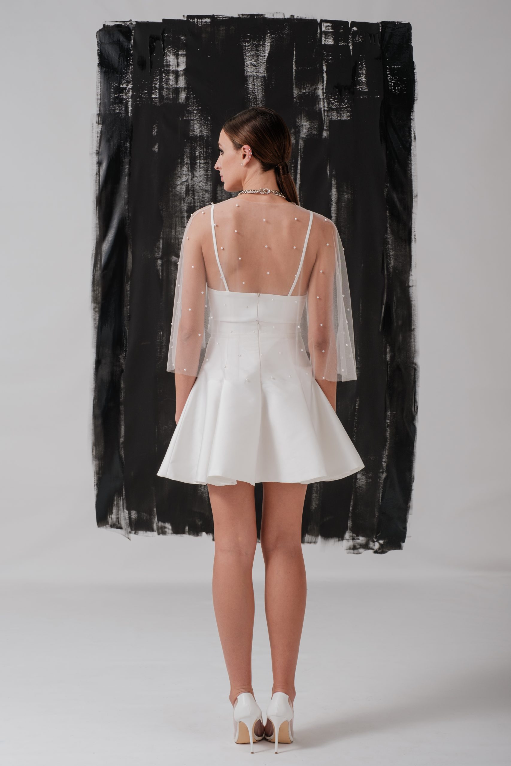 IVY – Cape de mariage transparente perlé – Image 2