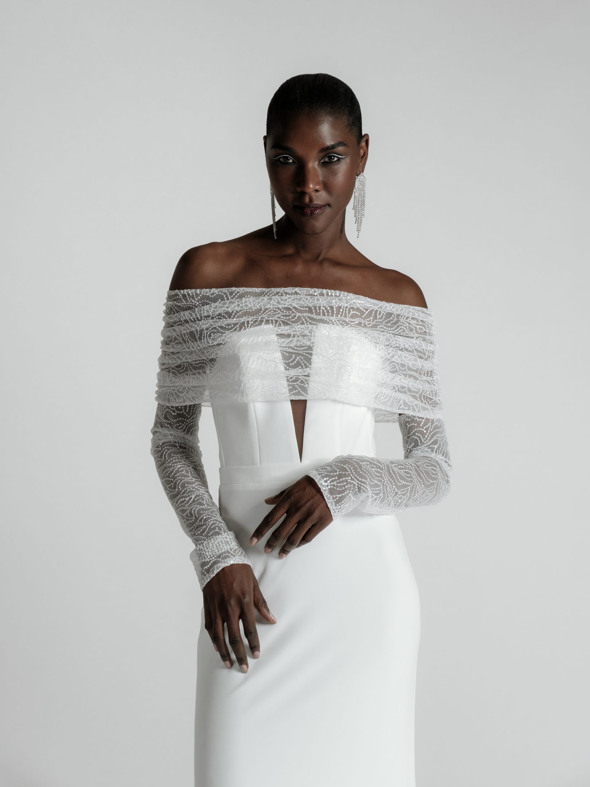 NEL – Surtop mariage bandeau avec manches sequins