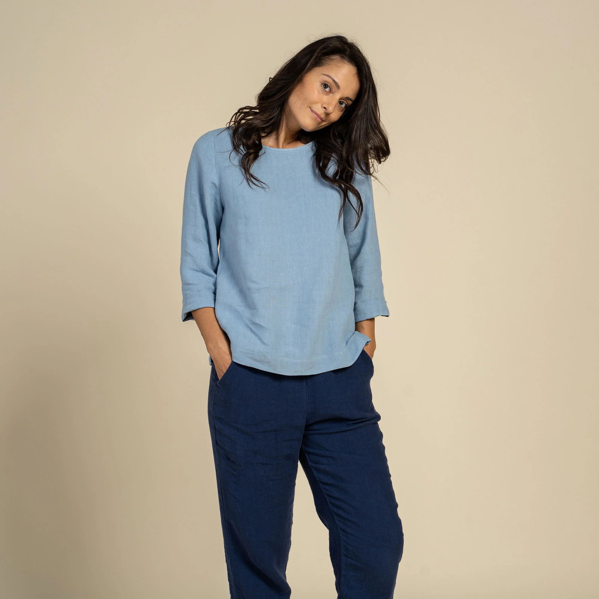 Blouse en lin Nora Bleu Nuageux – Image 2