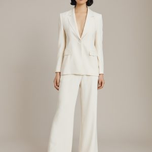 Alexa Crepe WideLeg Trousers Cloud Dancer