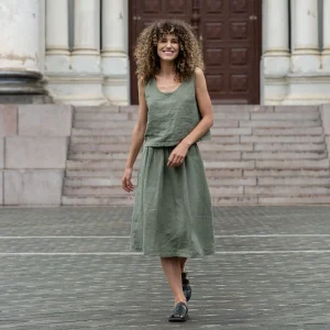 Ensemble 2 pièces : crop top en lin et jupe