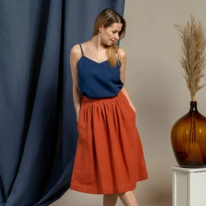 Jupe midi Sophia Rouge Cannelle