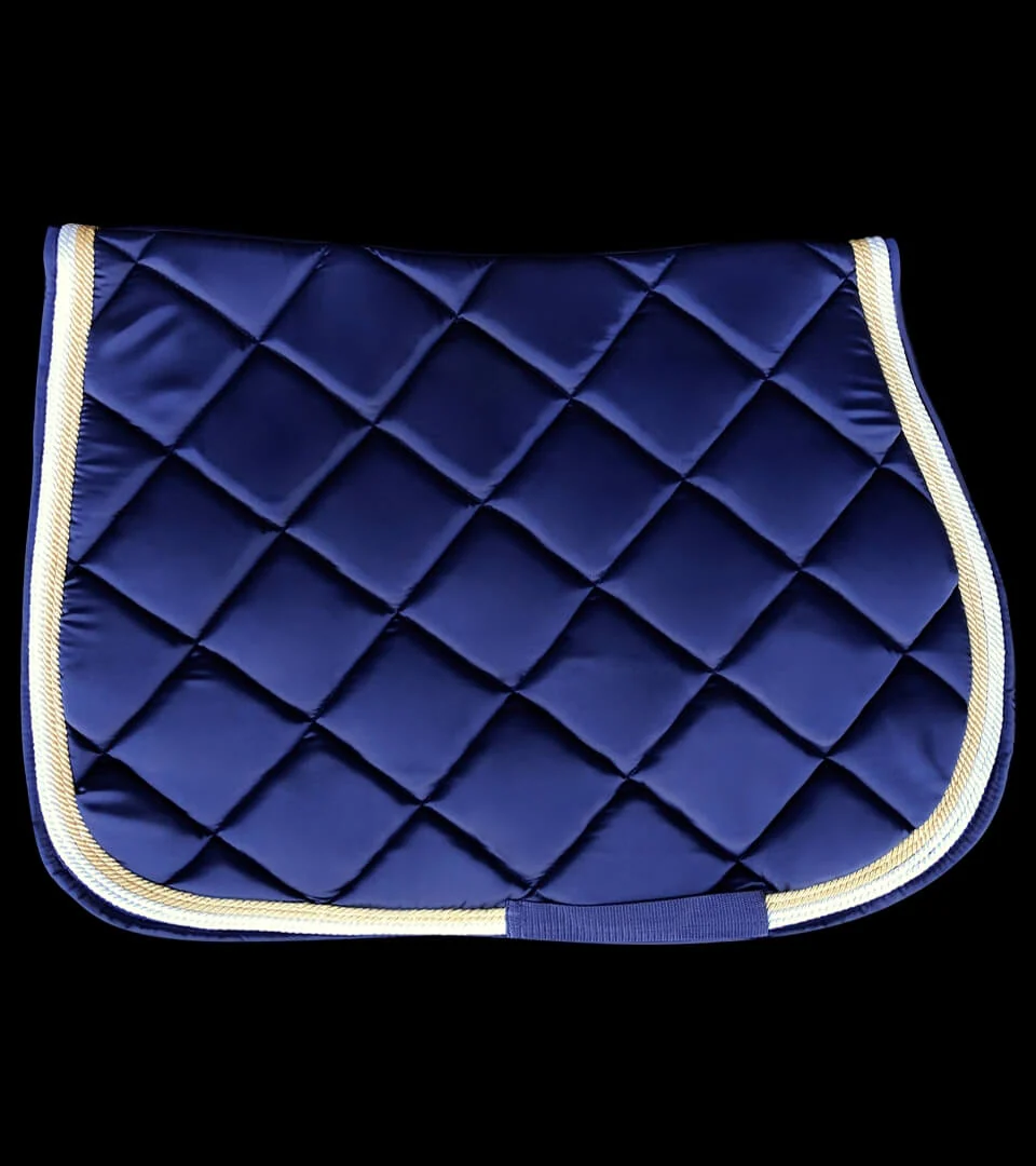 Tapis de Selle Bleu Nuit, 4 Cordes Or & Blanc – Image 4