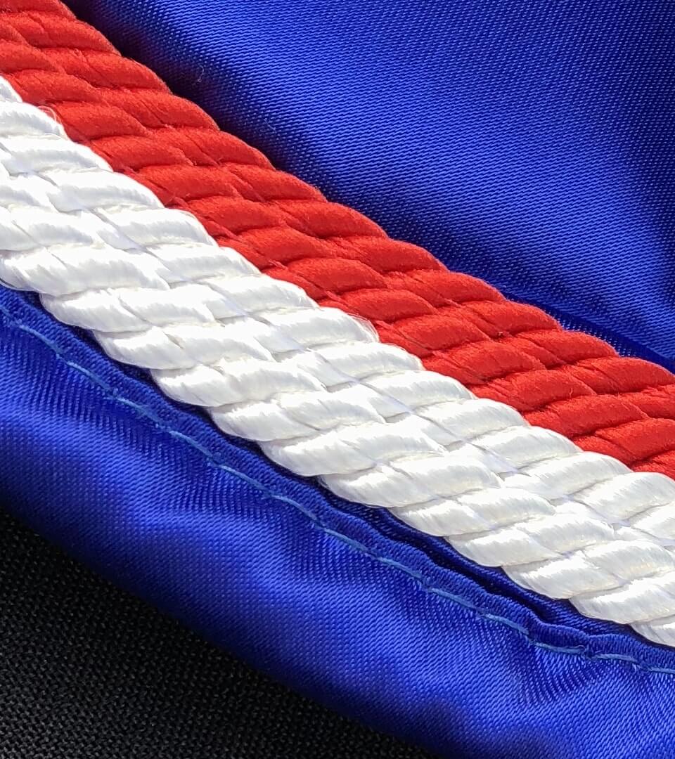 Tapis de Selle Bleu Roi, 4 Cordes Rouges & Blanches