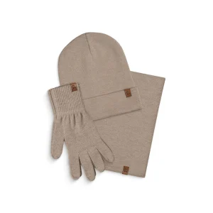 Ensemble 3 pièces bonnet tricoté, tour de cou et gants pour homme