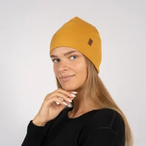 Bonnet en mérinos pour femme jaune