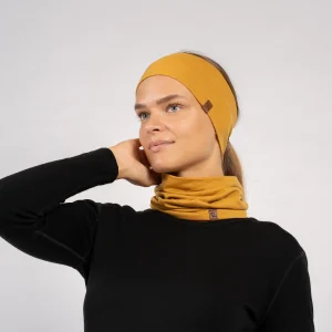 Bandeau et tour de cou pour femme 2 pièces jaune