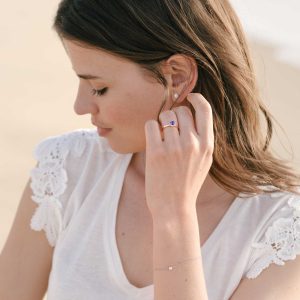 Bague Or rose 750 ‰ Tanzanite et diamants Rétromantique M