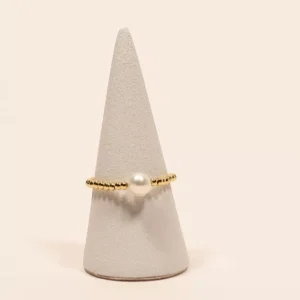 Bague ajustable plaqué or 14k et perles de culture – Ondée