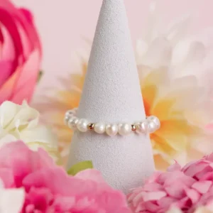 Bague ajustable plaqué or 14k et perle de culture – Sirena